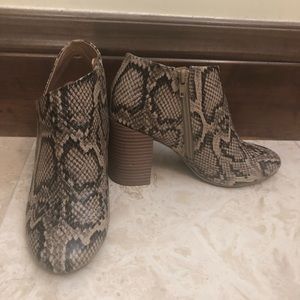 Snakeskin booties